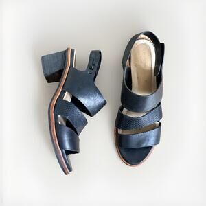 Rag & Bone Folsom Black Leather Heels Sandals Size 7 7.5 37.5